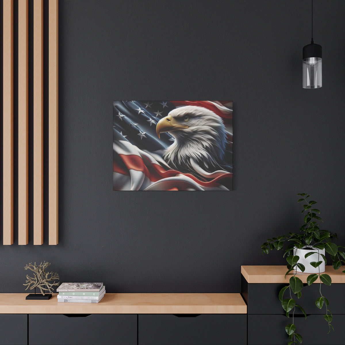 Patriotic Eagle Canvas Wall Art - American Flag Decor - Red White Blue - Gallery Wrapped - 27 Sizes - Veteran Gift