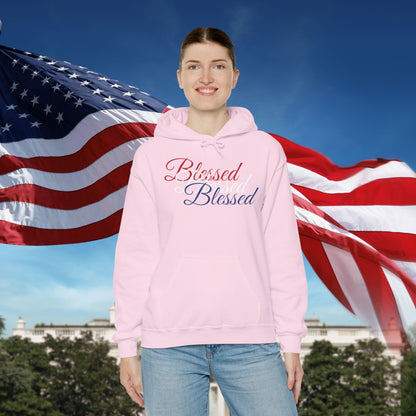 Blessed Hoodie - Patriotic Red White Blue - Unisex Pullover - Front & Back Print - S-5XL