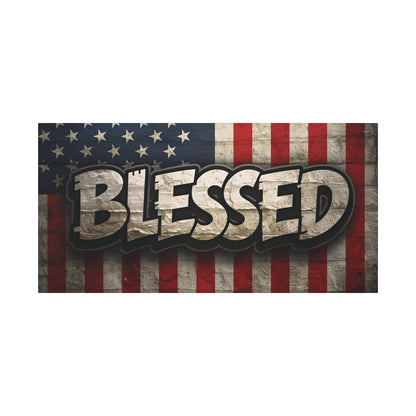 Blessed Vintage American Flag Canvas Wall Art - Patriotic Home Decor