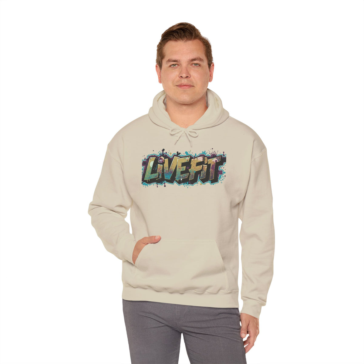 LIVE FIT Hoodie - Unisex Heavy Blend Sweatshirt - Fitness Gym Wear - Workout Apparel - S-5XL