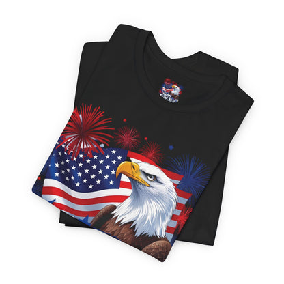 Happy 4th of July Graphic T-Shirt - Patriotic Bald Eagle - American Flag Tee - XS-4XL