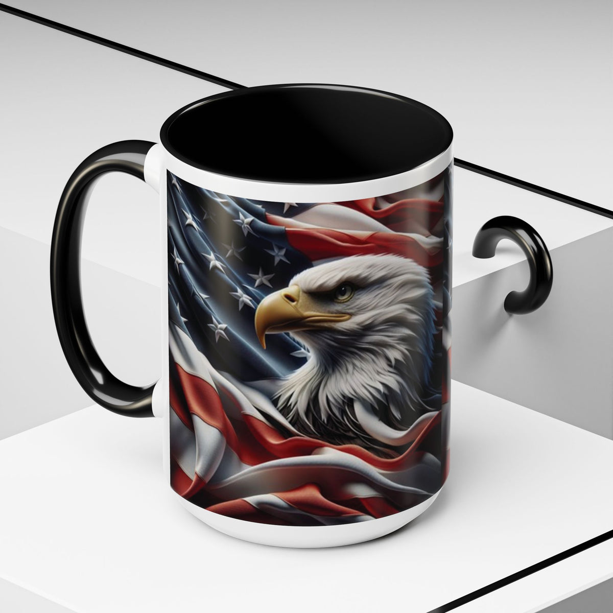 Patriotic Eagle Mug - Vintage American Flag Design - 11oz/15oz