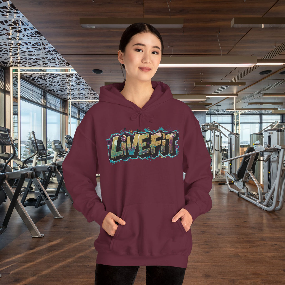 LIVE FIT Hoodie - Unisex Heavy Blend Sweatshirt - Fitness Gym Wear - Workout Apparel - S-5XL