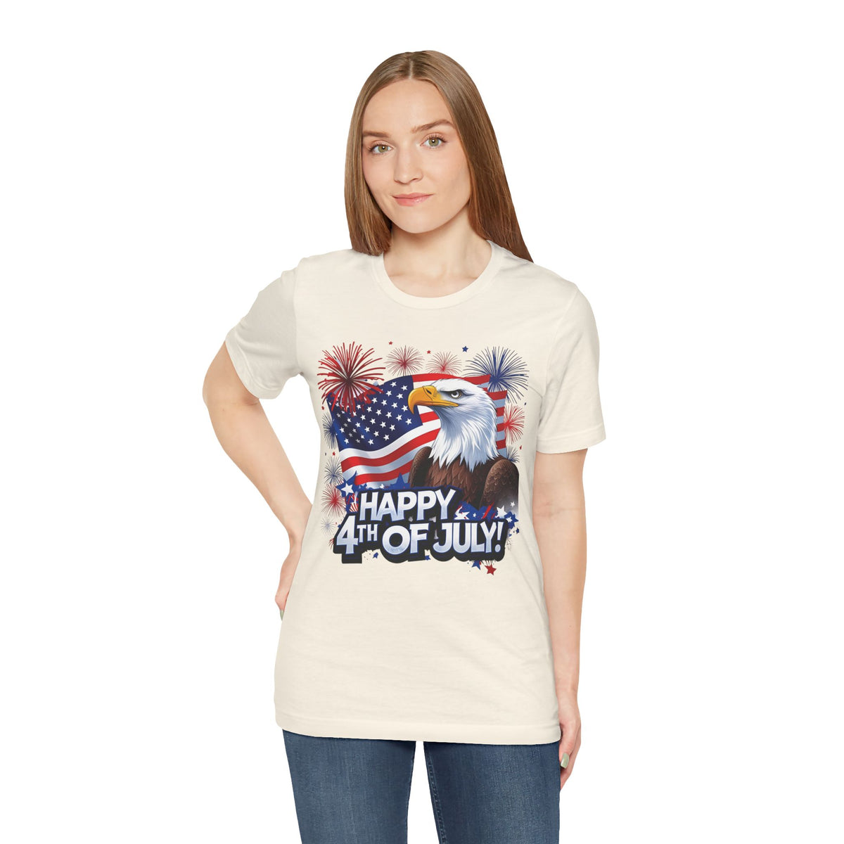 Happy 4th of July Graphic T-Shirt - Patriotic Bald Eagle - American Flag Tee - XS-4XL