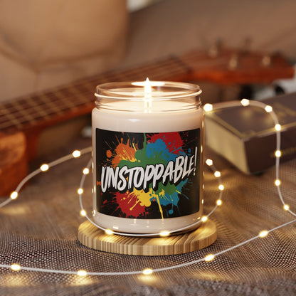 Unstoppable! Scented Soy Candle - 9oz - Motivational Fitness Gift - 10 Scent Options - Eco-Friendly Home Decor