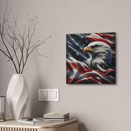 Patriotic Eagle Canvas Wall Art - American Flag Background - USA Decor
