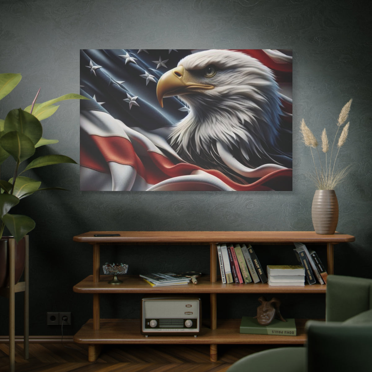 Patriotic Eagle Canvas Wall Art - American Flag Decor - Red White Blue - Gallery Wrapped - 27 Sizes - Veteran Gift