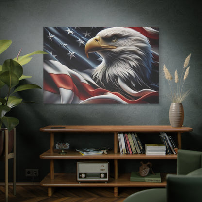 Patriotic Eagle Canvas Wall Art - American Flag Decor - Red White Blue - Gallery Wrapped - 27 Sizes - Veteran Gift