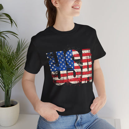 USA Red White Blue - American Flag T-Shirt - Patriotic Unisex Tee - S-3XL