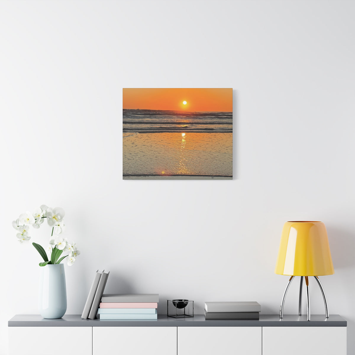 Sunset Beach Canvas Print, Ocean Decor, Wall Art, Home Decor, Coastal Artwork for Living Room