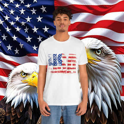USA Red White Blue - American Flag T-Shirt - Patriotic Unisex Tee - S-3XL