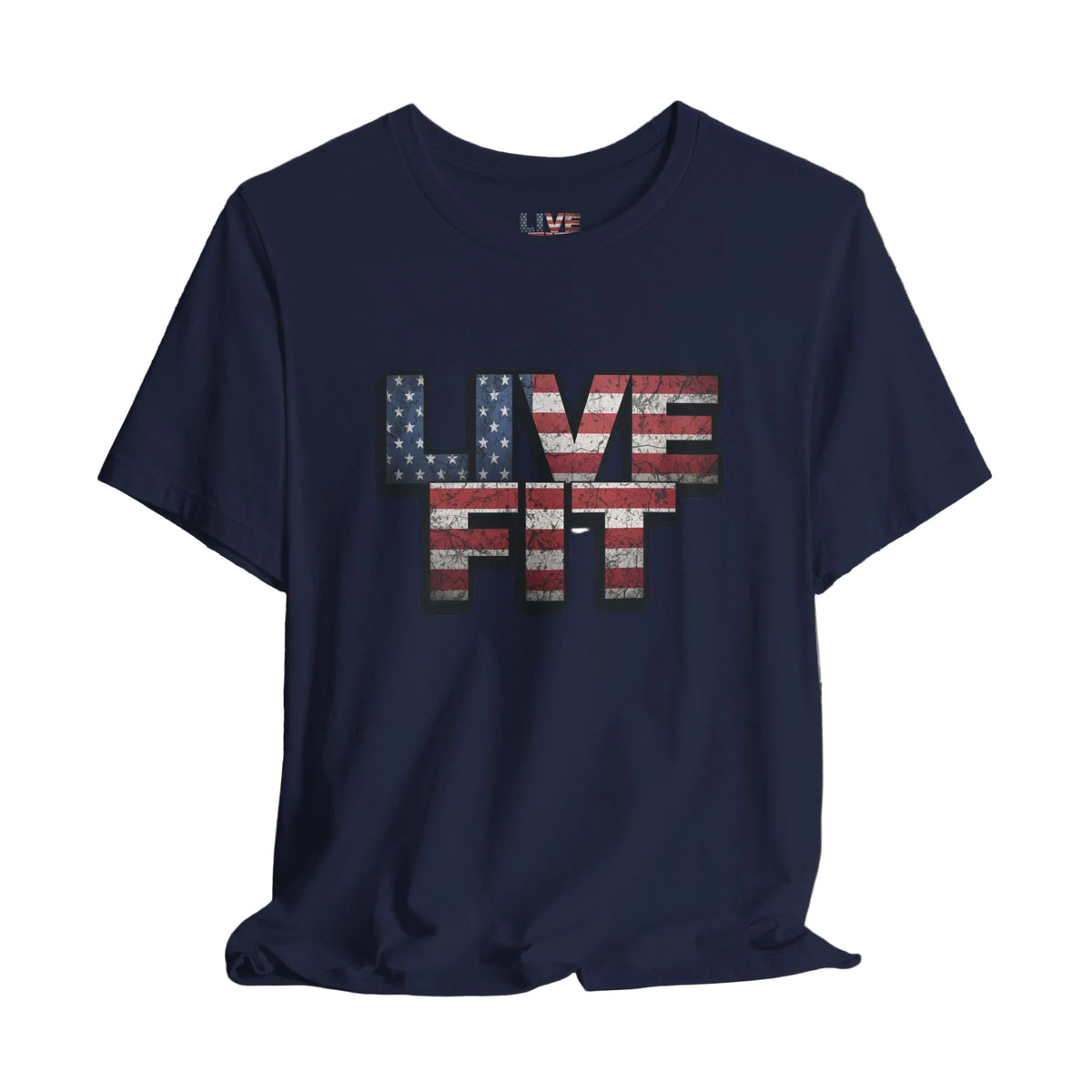 LIVE FIT Patriotic T-Shirt - American Flag Red White Blue - Unisex Fitness Tee