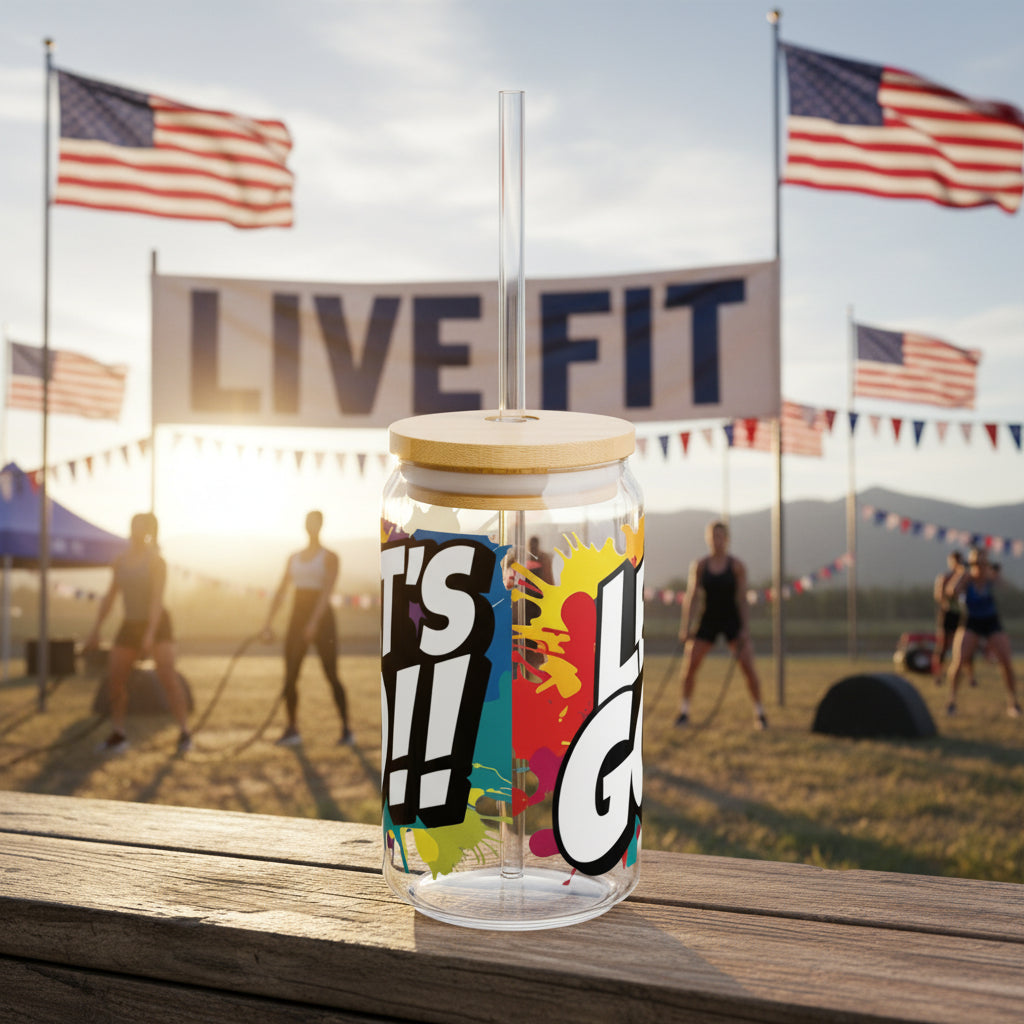 Let's Go!! Motivational Sipper Glass - 16oz Titan Plastic with Straw