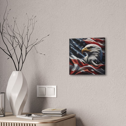 Patriotic Eagle Canvas Wall Art - American Flag Background - USA Decor