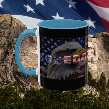 Freedom! Bald Eagle Patriotic Accent Mug - Red White & Blue - 11oz/15oz