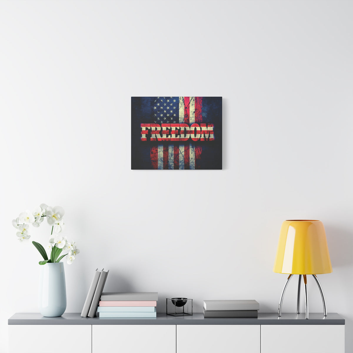 Freedom Canvas Wall Art - Patriotic Vintage American Flag - Gallery Wrapped - Red White Blue - 35 Sizes Available