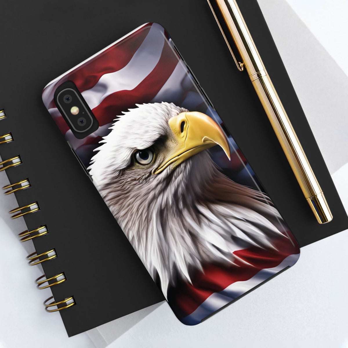 Patriotic - Bald Eagle - Phone Case - Tough Phone Case - American Flag Design - Gift for Veterans - National Holidays - Outdoor Adventures - Eagle Lover