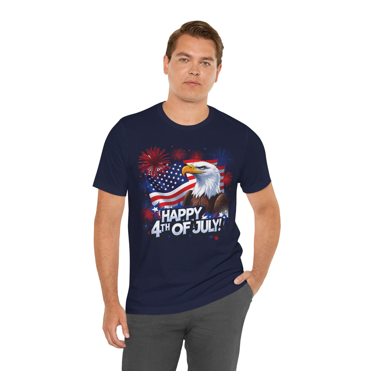 Happy 4th of July Graphic T-Shirt - Patriotic Bald Eagle - American Flag Tee - XS-4XL