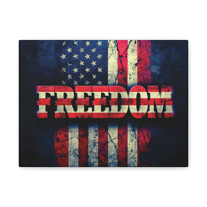 Freedom Canvas Wall Art - Patriotic Vintage American Flag - Gallery Wrapped - Red White Blue - 35 Sizes Available
