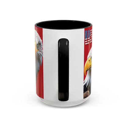 Patriotic Bald Eagle Accent Mug - Red White & Blue - 11oz/15oz - 4 Colors