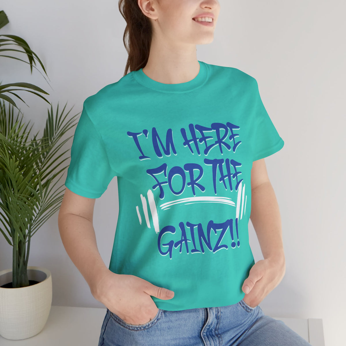 I'm Here For The Gainz! Gym Motivation T-Shirt - Funny Fitness Tee - Unisex XS-4XL