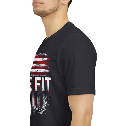 LIVE FIT American Flag T-Shirt - Patriotic Fitness Tee - Distressed USA Flag Design