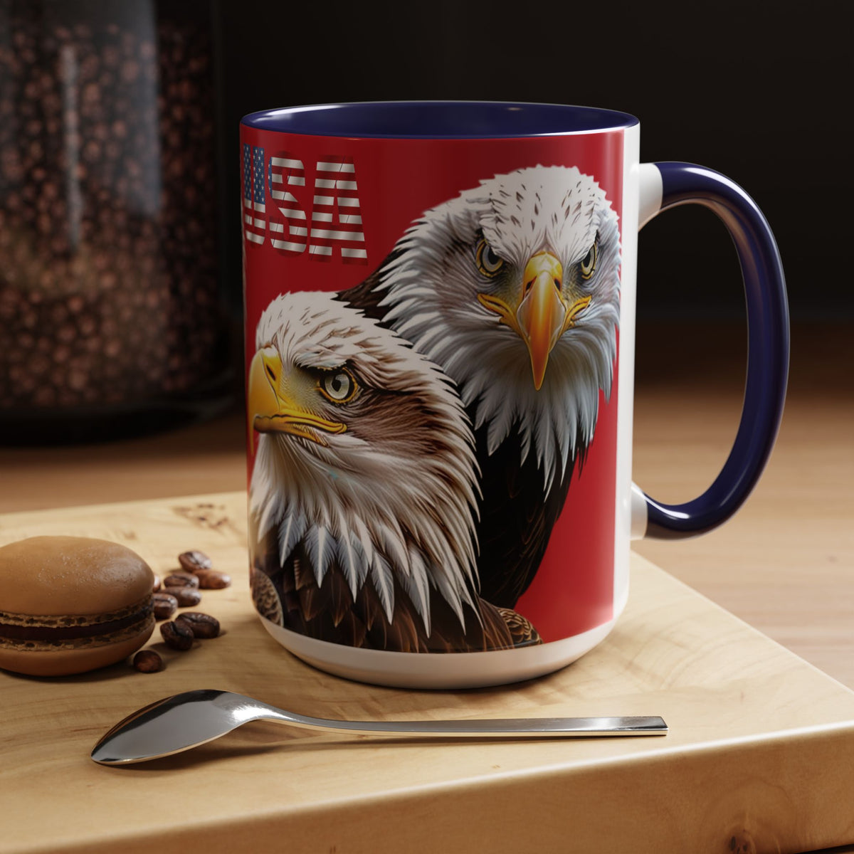Patriotic Bald Eagle Accent Mug - Red White & Blue - 11oz/15oz - 4 Colors