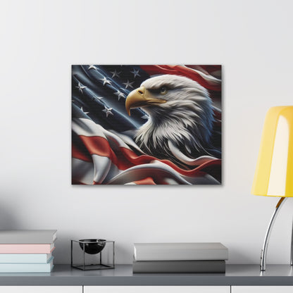 Patriotic Eagle Canvas Wall Art - American Flag Background - USA Decor