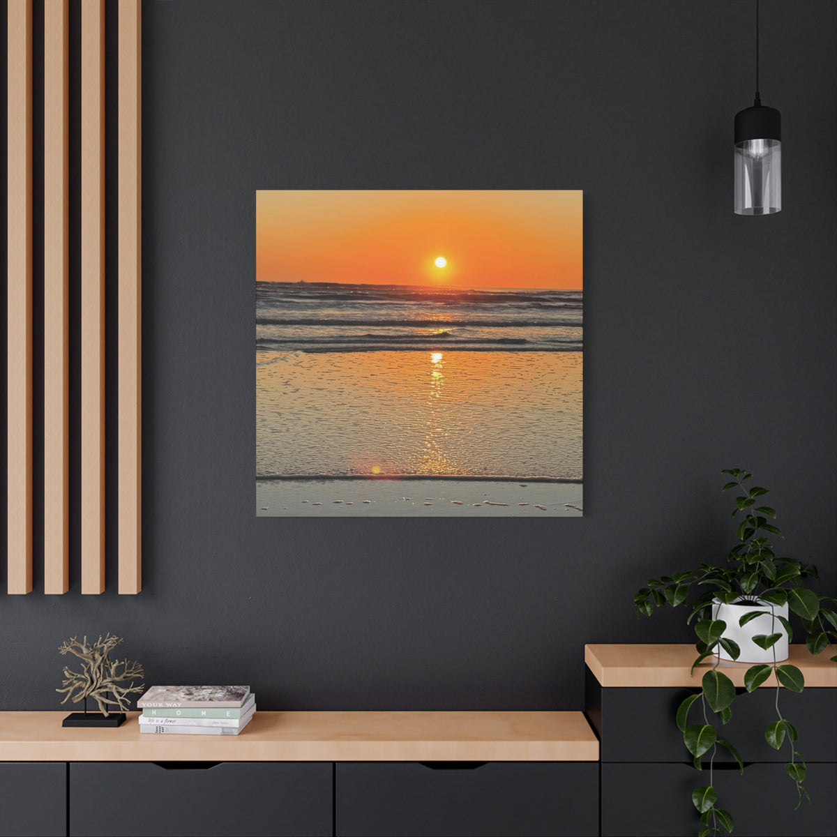 Sunset Beach Canvas Print, Ocean Decor, Wall Art, Home Decor, Coastal Artwork for Living Room