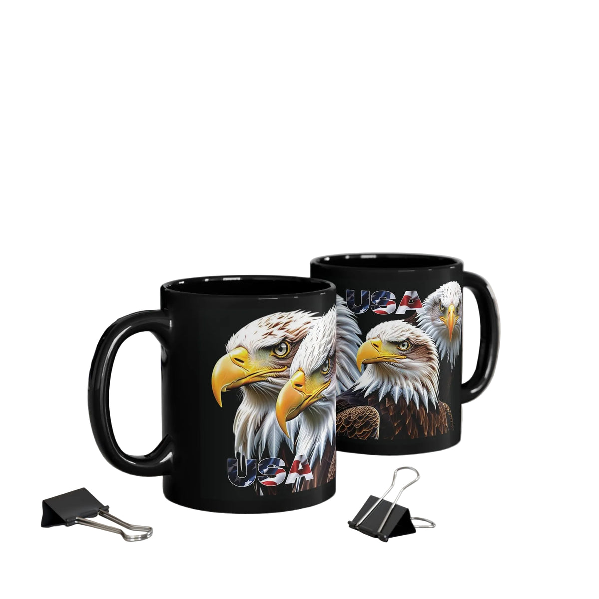 Majestic USA Bald Eagle Black Mug - Patriotic Wildlife Design - 11oz/15oz