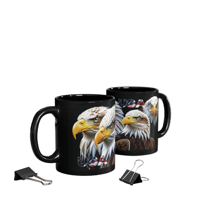 Majestic USA Bald Eagle Black Mug - Patriotic Wildlife Design - 11oz/15oz