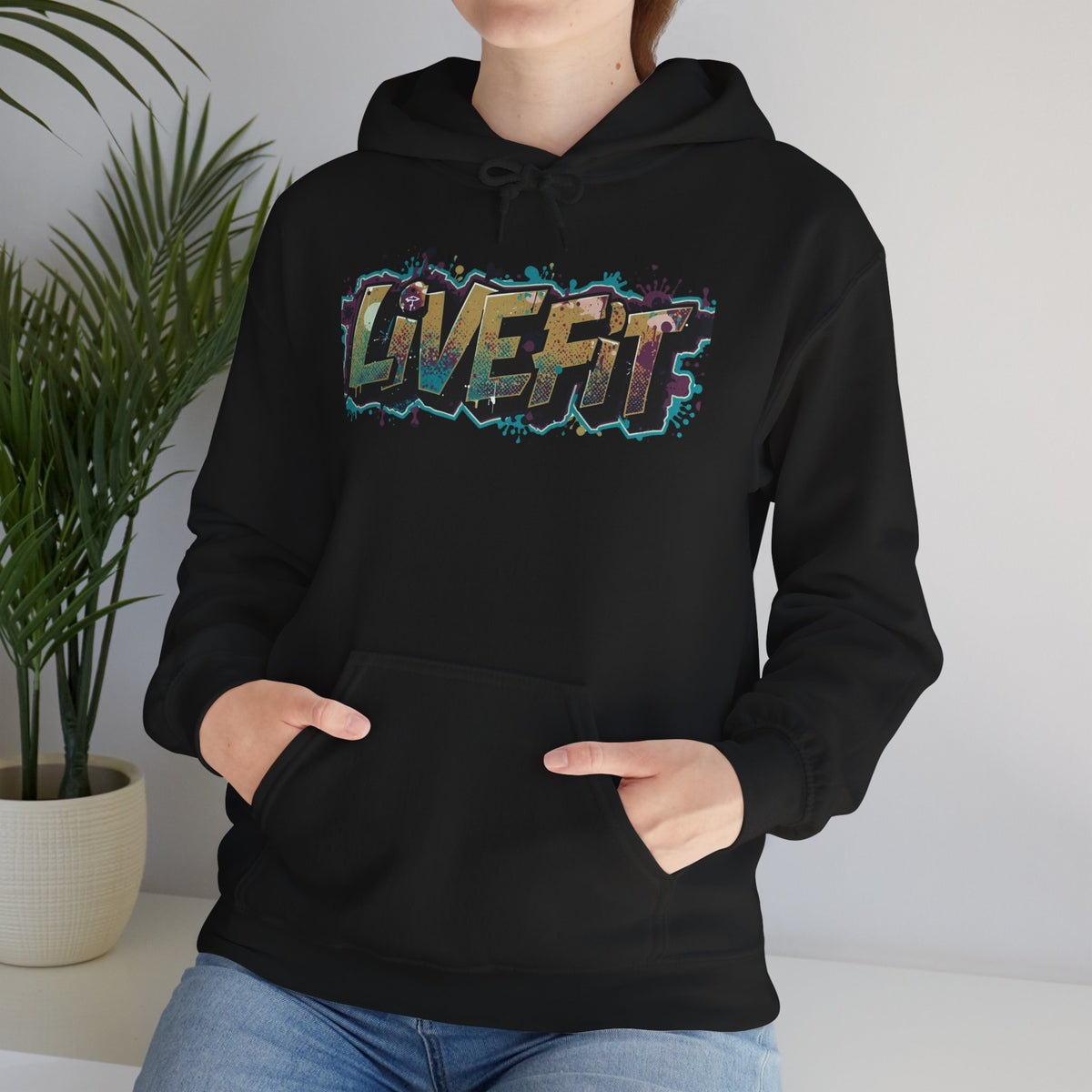 LIVE FIT Hoodie - Unisex Heavy Blend Sweatshirt - Fitness Gym Wear - Workout Apparel - S-5XL