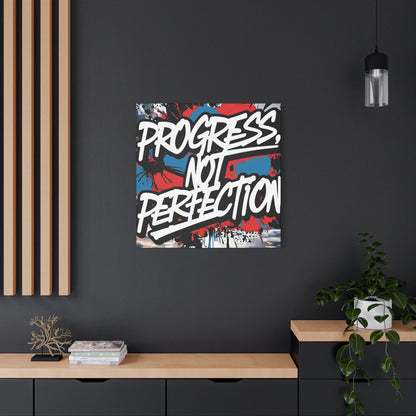 Progress Not Perfection Canvas Wall Art - Motivational Home Decor