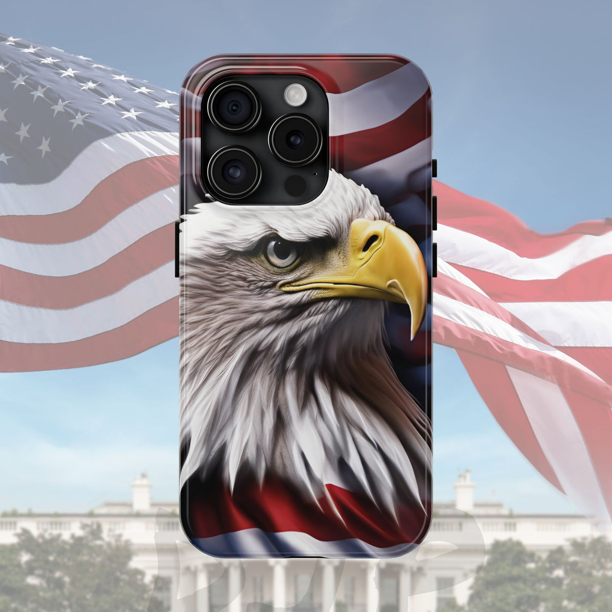 Patriotic - Bald Eagle - Phone Case - Tough Phone Case - American Flag Design - Gift for Veterans - National Holidays - Outdoor Adventures - Eagle Lover