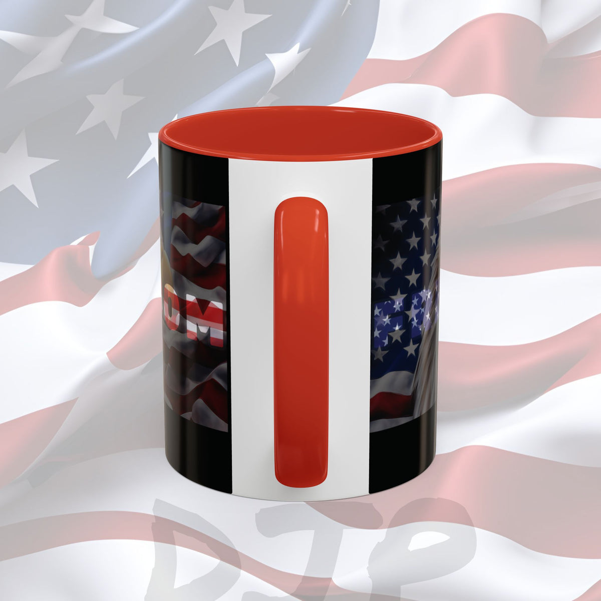 Freedom! Bald Eagle Patriotic Accent Mug - Red White & Blue - 11oz/15oz