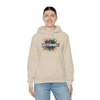 Unstoppable! Paint Splash Hoodie - Motivational Graphic Sweatshirt - Unisex Pullover - S-5XL