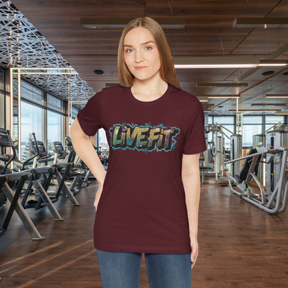 LIVE FIT Graphic Fitness Tee - Motivational Workout T-Shirt - Unisex XS-4XL