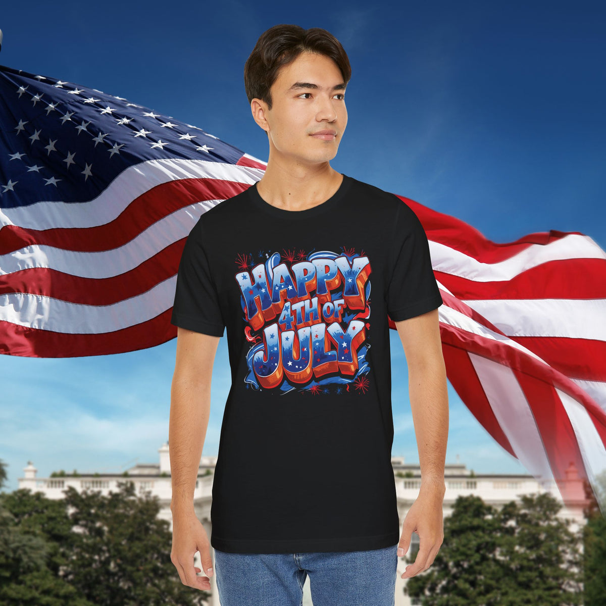 Happy 4th of July T-Shirt - Independence Day Bald Eagle - American Flag Graphic Tee