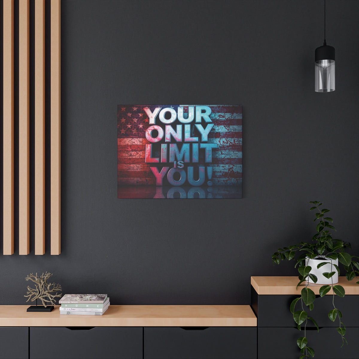 Your Only Limit Is You Canvas Wall Art - Motivational Vintage Flag Decor