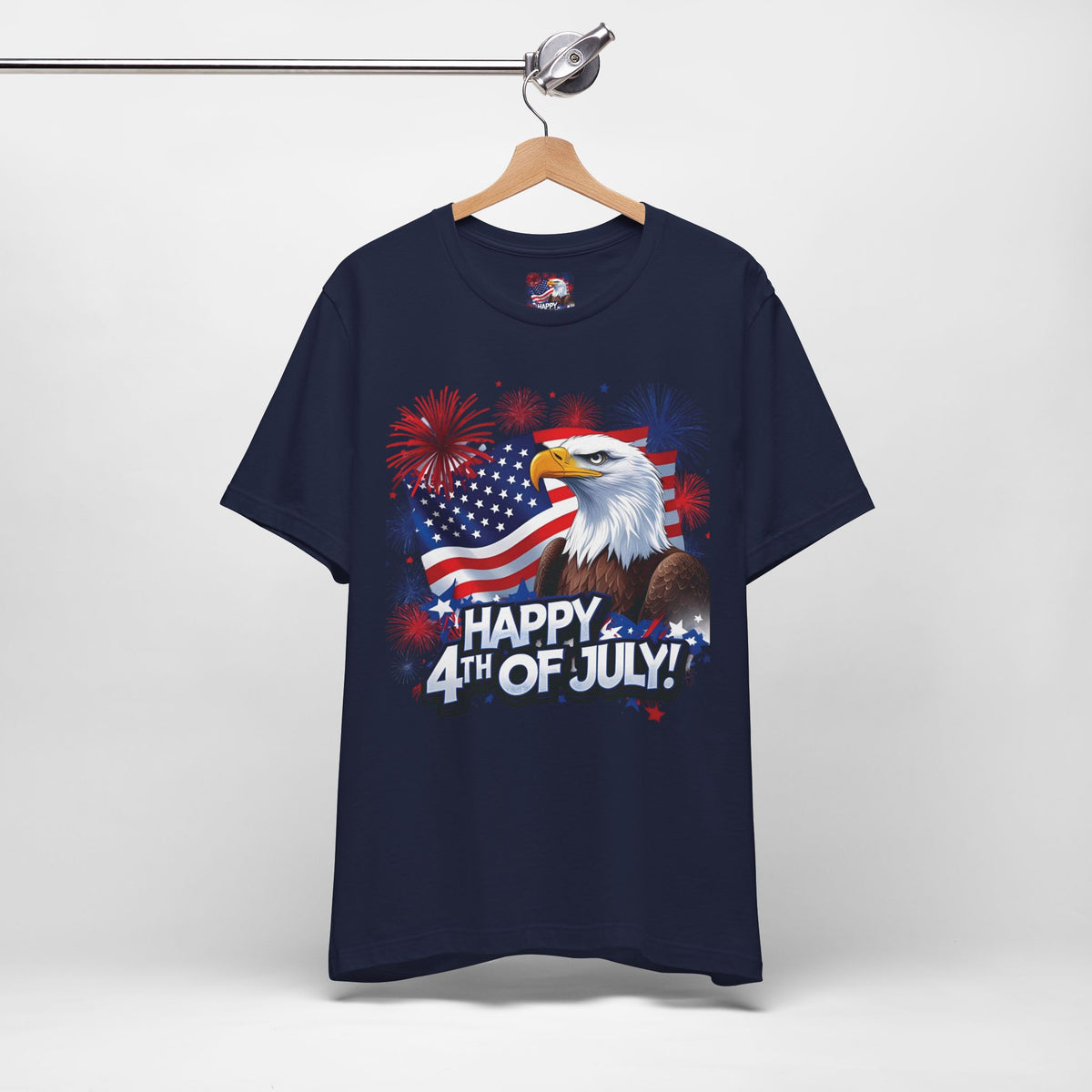 Happy 4th of July Graphic T-Shirt - Patriotic Bald Eagle - American Flag Tee - XS-4XL