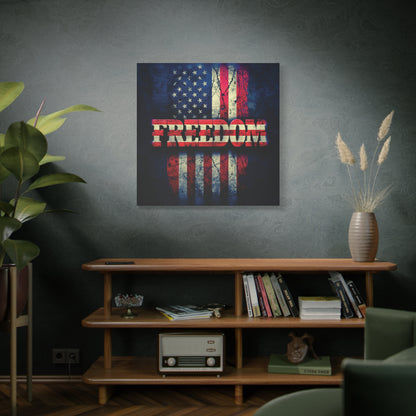 Freedom Canvas Wall Art - Patriotic Vintage American Flag - Gallery Wrapped - Red White Blue - 35 Sizes Available