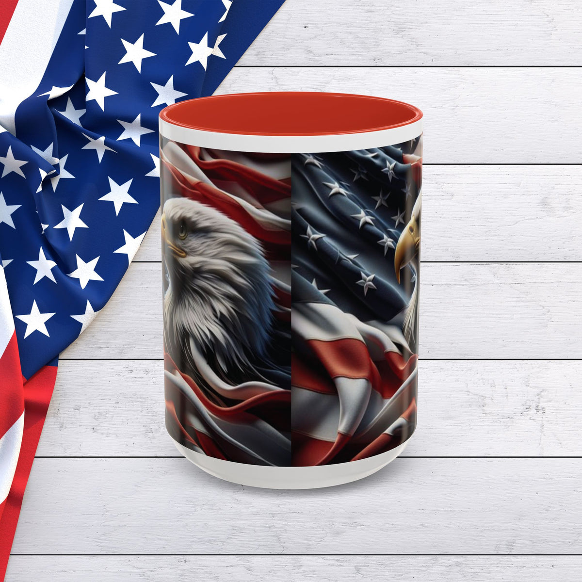 Patriotic Eagle Mug - Vintage American Flag Design - 11oz/15oz