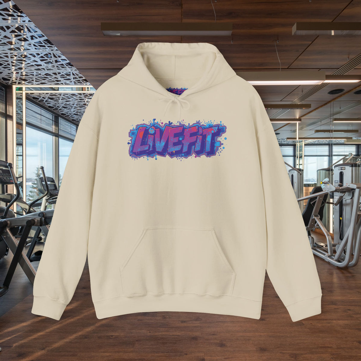 LIVE FIT Hoodie Sweatshirt - Motivational Fitness Pullover - Unisex Gym Hoodie - S-5XL