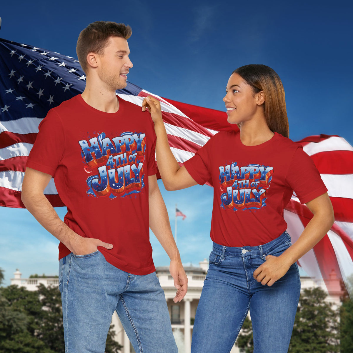 Happy 4th of July T-Shirt - Independence Day Bald Eagle - American Flag Graphic Tee