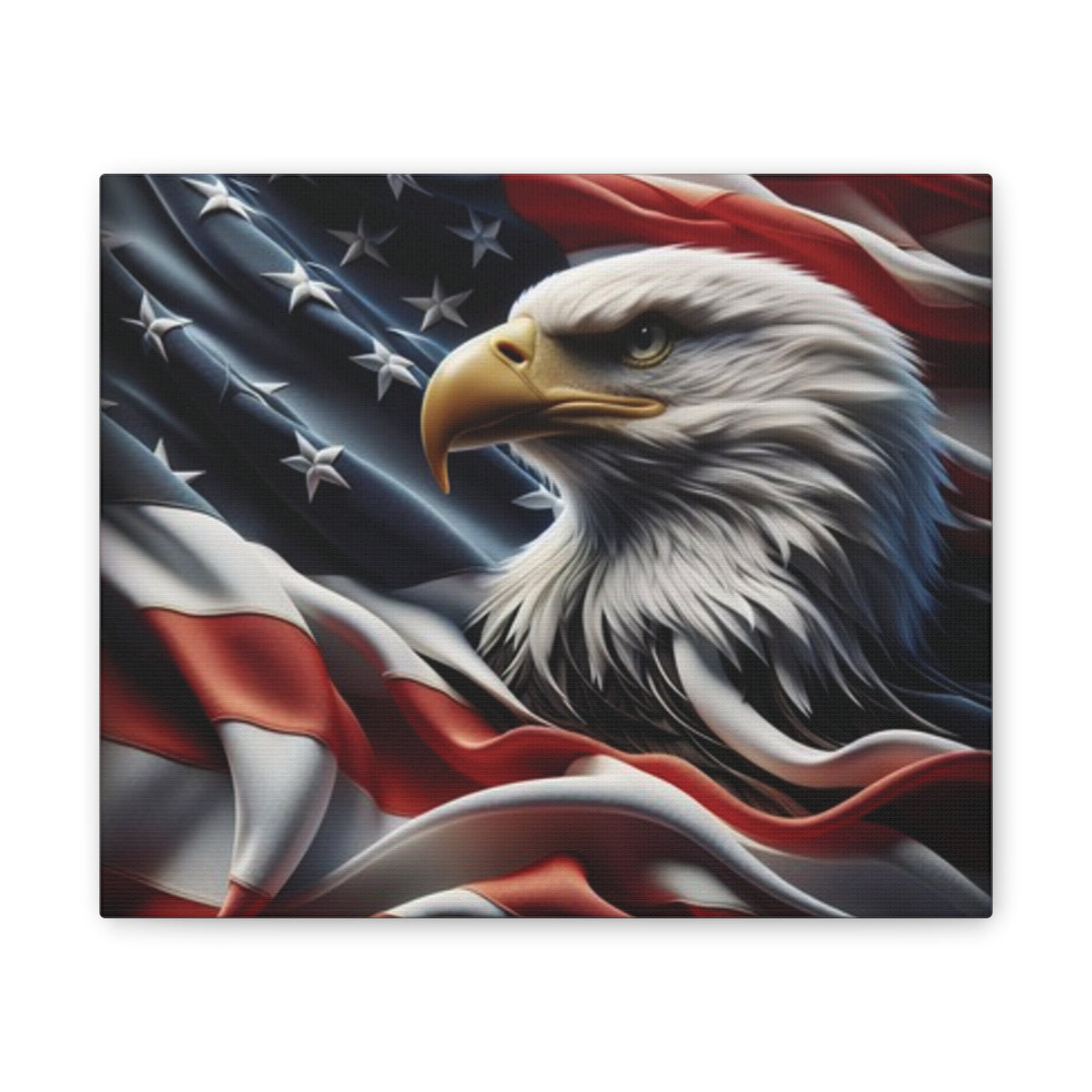 Patriotic Eagle Canvas Wall Art - American Flag Background - USA Decor