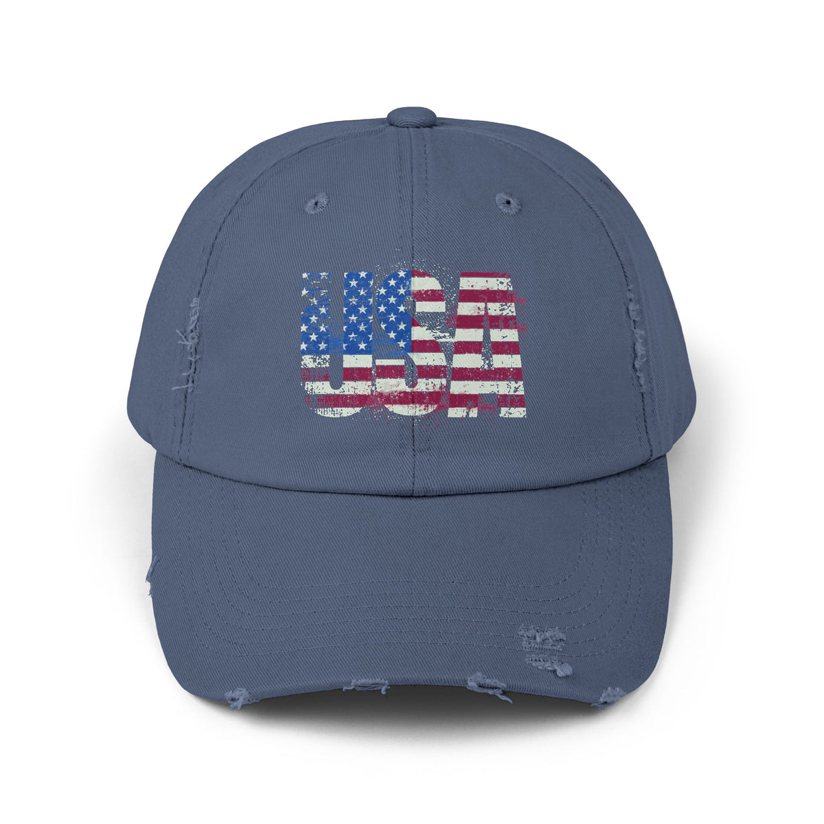 USA Distressed Flag Cap - Unisex Cotton Twill Hat - Patriotic Headwear