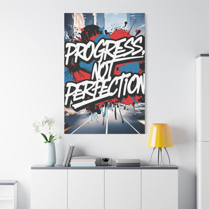 Progress Not Perfection Canvas Wall Art - Motivational Home Decor