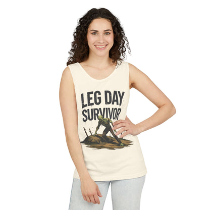 Leg Day Survivor! - Garment-Dyed Tank Top - Funny Gym Tank - Unisex Fitness Apparel - XS-3XL
