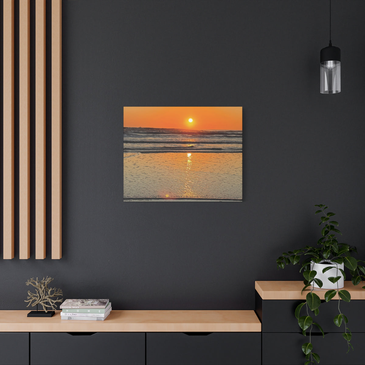 Sunset Beach Canvas Print, Ocean Decor, Wall Art, Home Decor, Coastal Artwork for Living Room