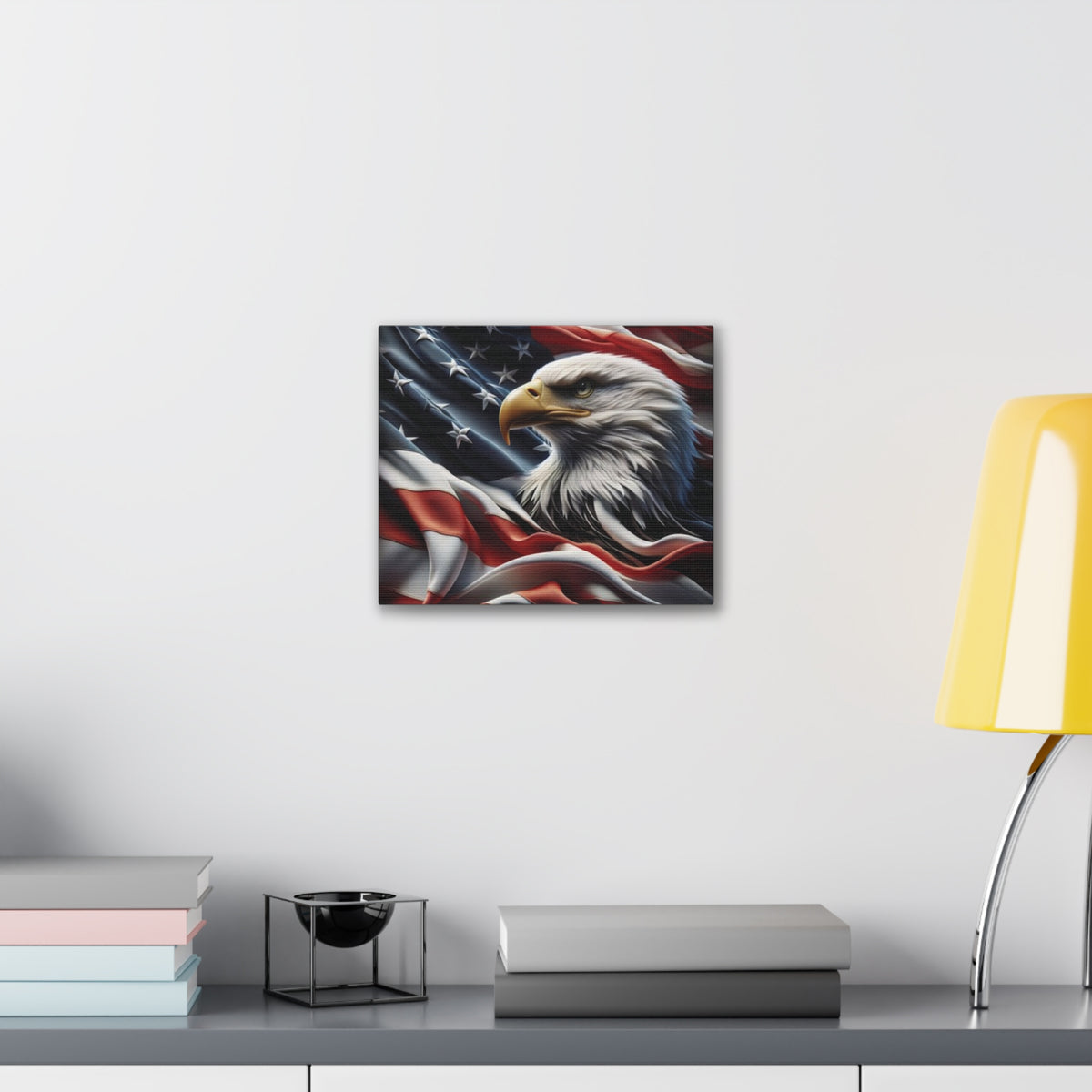 Patriotic Eagle Canvas Wall Art - American Flag Background - USA Decor